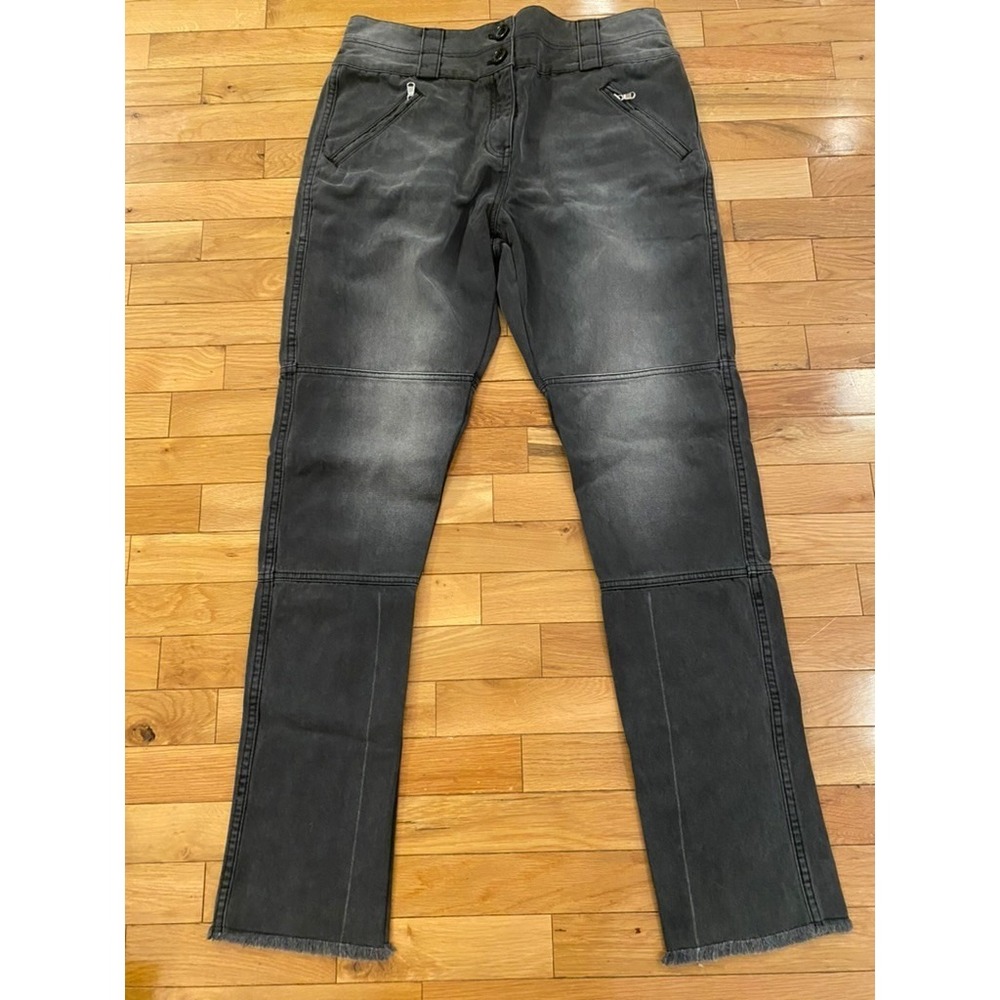 Saint Art‎ Gray Wash Denim Jeans Moto Panels Frayed Hem Womens Size 8